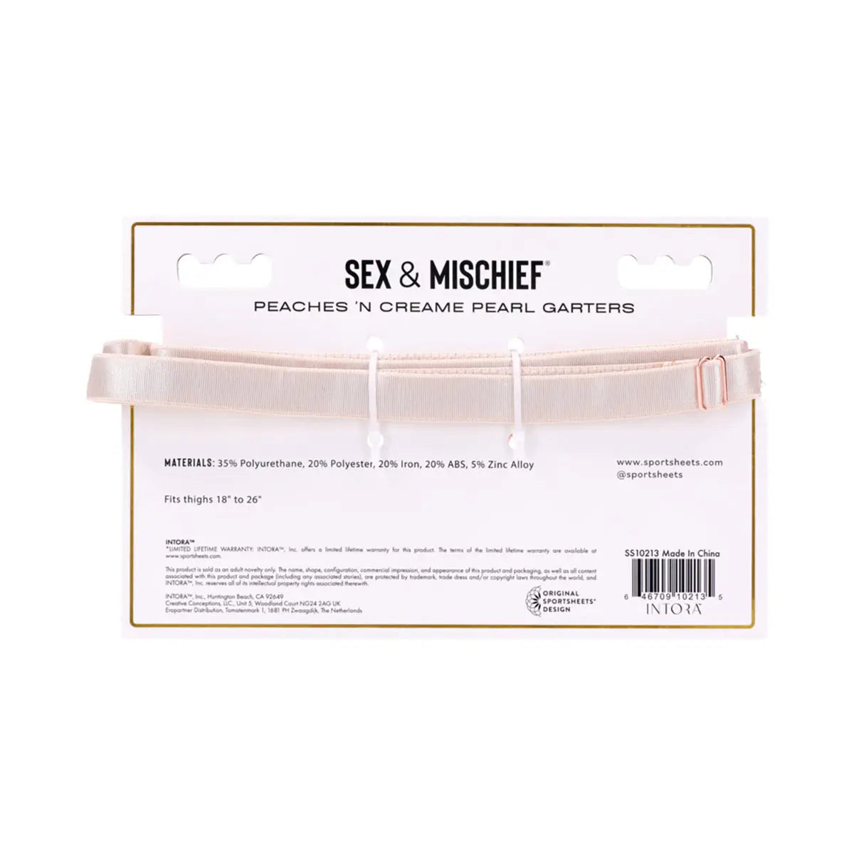 Sportsheets Sex & Mischief Peaches 'n CreaMe Pearl Garters Sportsheets