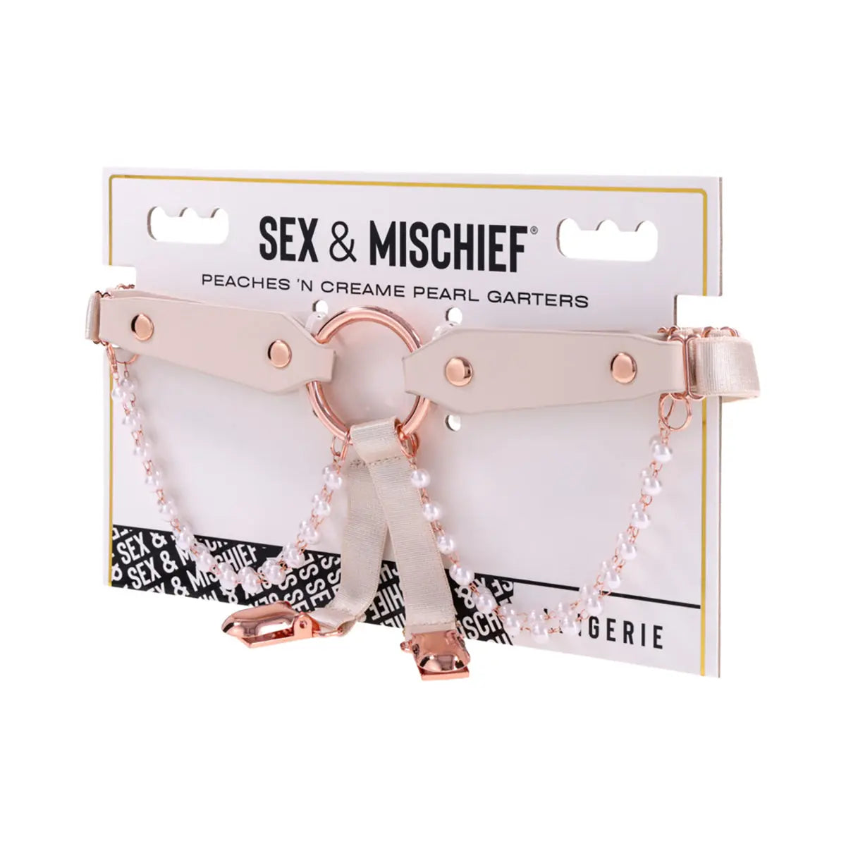 Sportsheets Sex & Mischief Peaches 'n CreaMe Pearl Garters Sportsheets