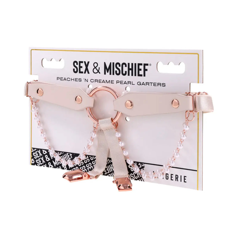 Sportsheets Sex & Mischief Peaches 'n CreaMe Pearl Garters Sportsheets