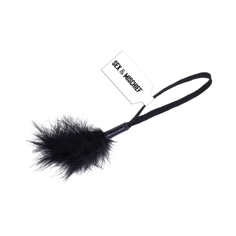 Sportsheets Sex & Mischief Peaches 'n CreaMe Wrist Feather Tickler Black Sportsheets