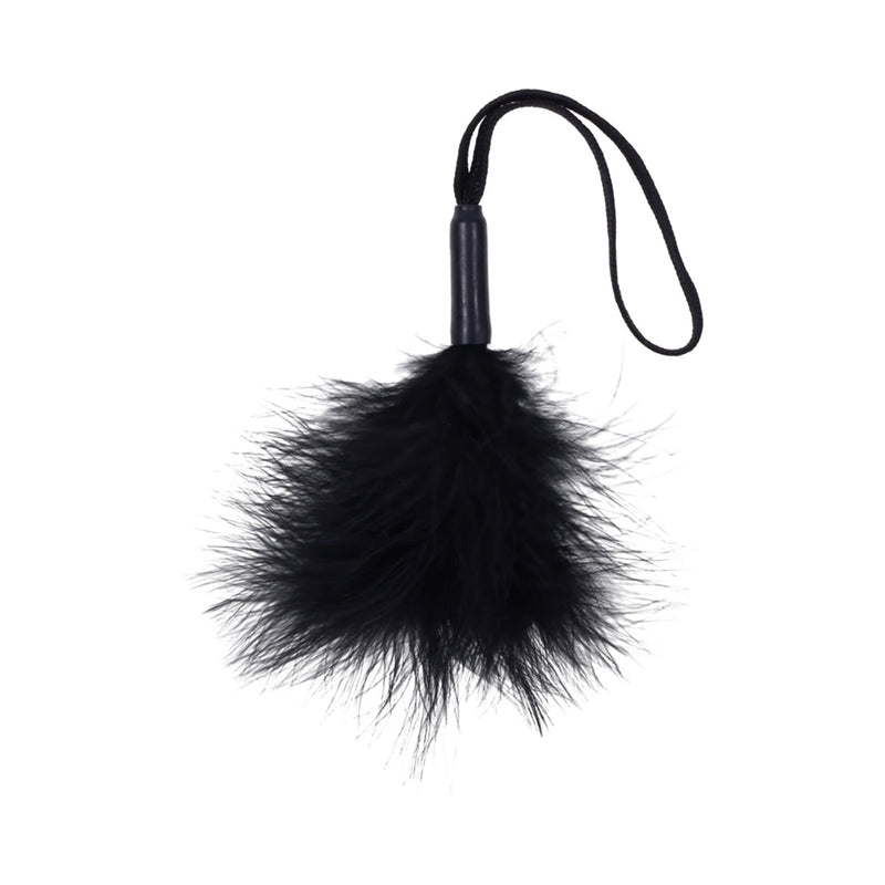 Sportsheets Sex & Mischief Peaches 'n CreaMe Wrist Feather Tickler Black Sportsheets