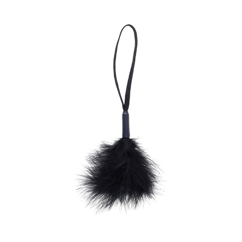 Sportsheets Sex & Mischief Peaches 'n CreaMe Wrist Feather Tickler Black Sportsheets