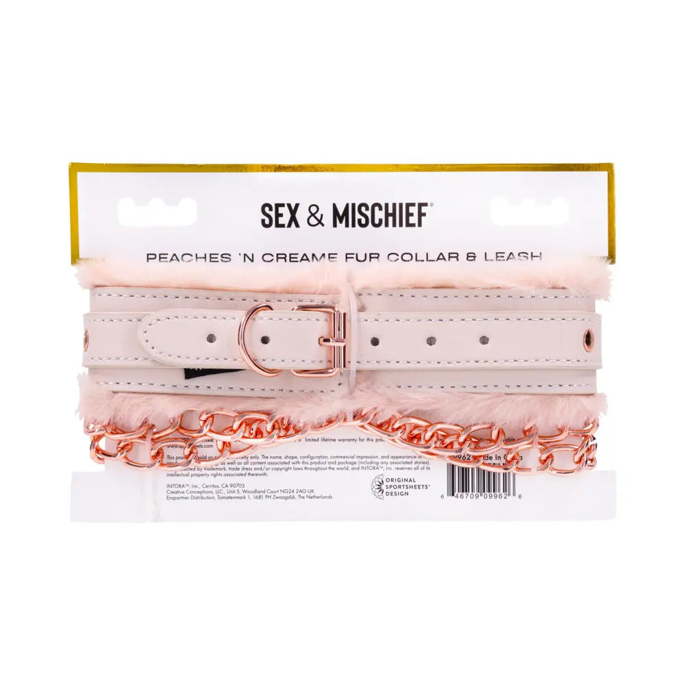 Sportsheets Sex & Mischief Peaches n CreaMe Fur Collar & Leash Sportsheets
