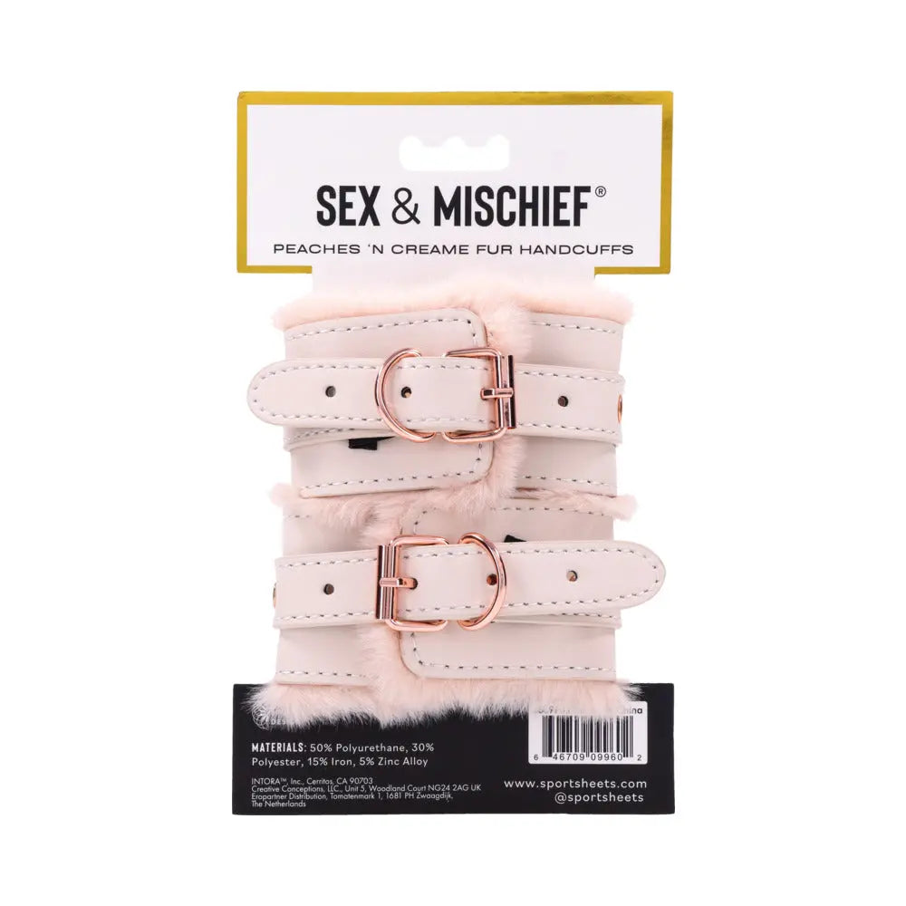 Sportsheets Sex & Mischief Peaches n CreaMe Fur Handcuffs Sportsheets