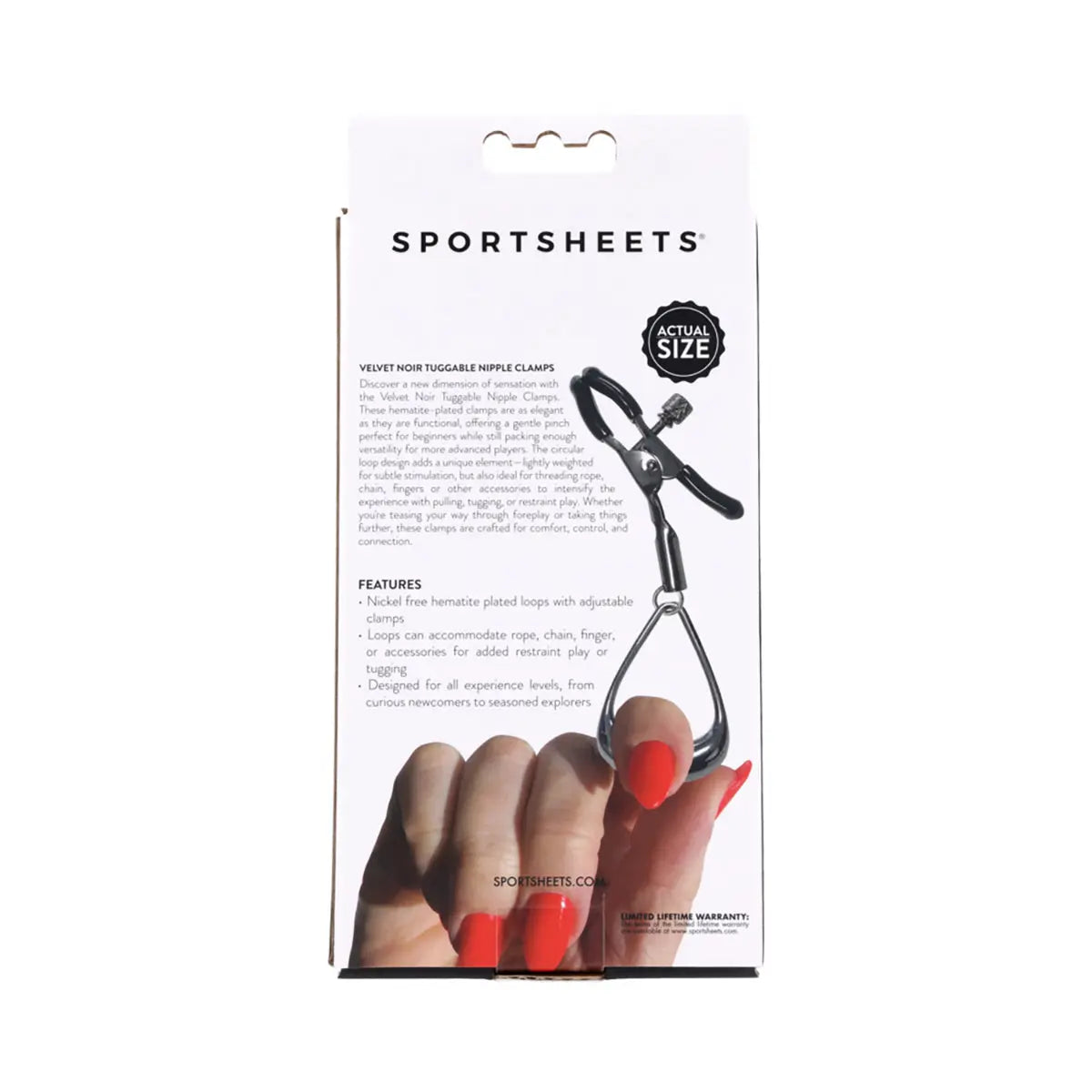 Sportsheets Velvet Noir Tuggable Nipple Clamps Sportsheets