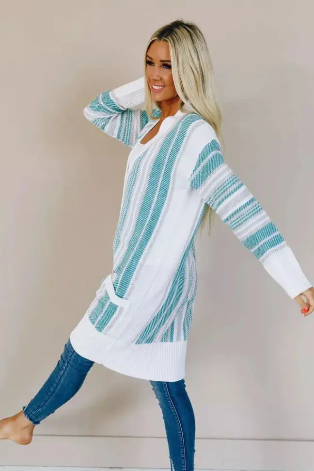 Spotted Striped Cardigan Stay Warm in Style