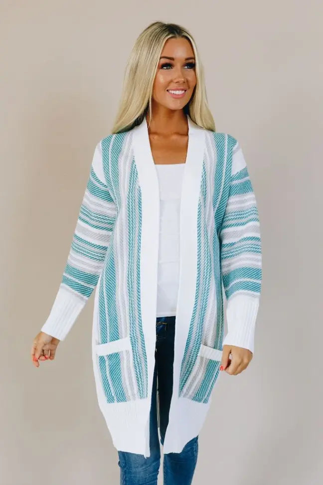 Spotted Striped Cardigan Stay Warm in Style