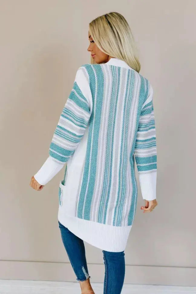 Spotted Striped Cardigan Stay Warm in Style