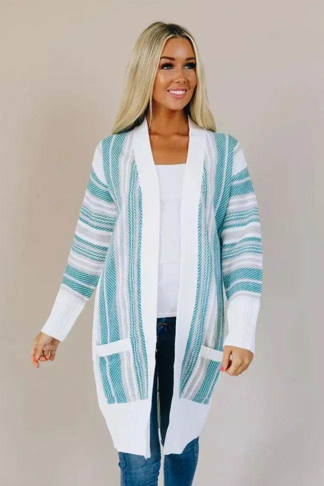 Spotted Striped Cardigan Stay Warm in Style