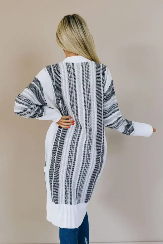 Spotted Striped Cardigan Stay Warm in Style