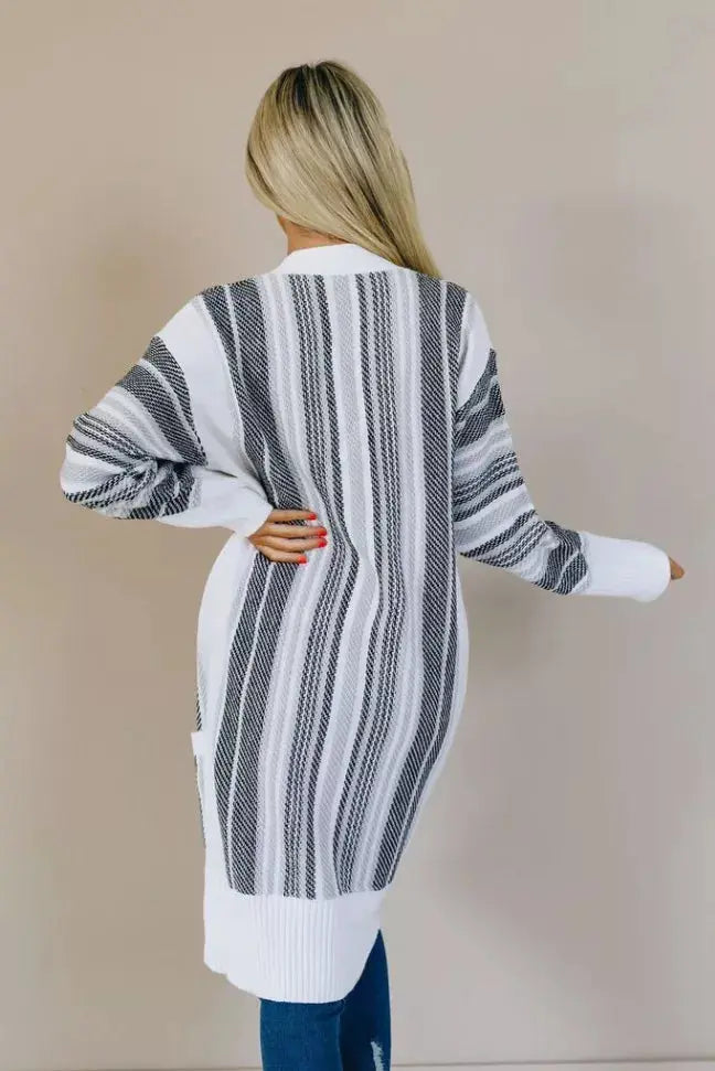 Spotted Striped Cardigan Stay Warm in Style