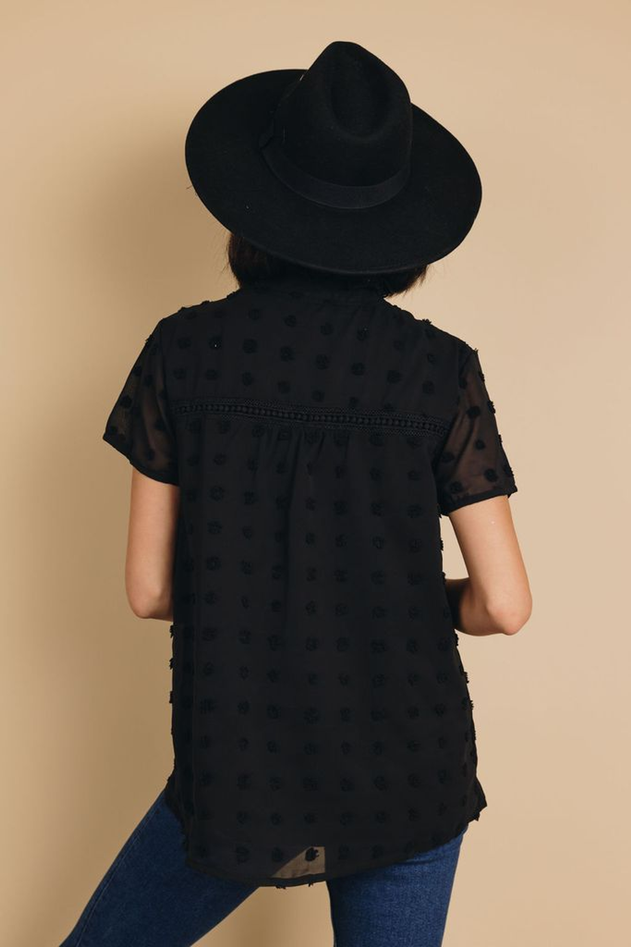 Spring It On Swiss Dot Blouse Stay Warm in Style