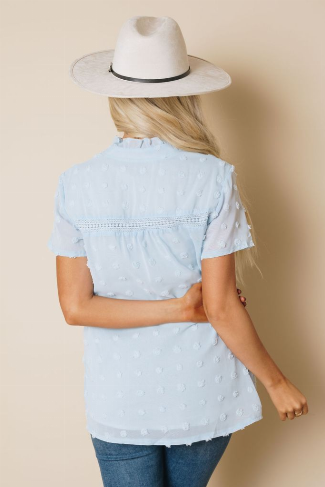 Spring It On Swiss Dot Blouse Stay Warm in Style