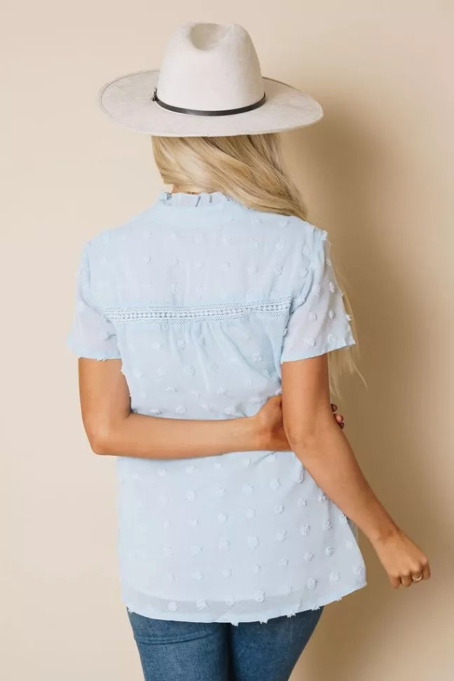 Spring It On Swiss Dot Blouse Stay Warm in Style