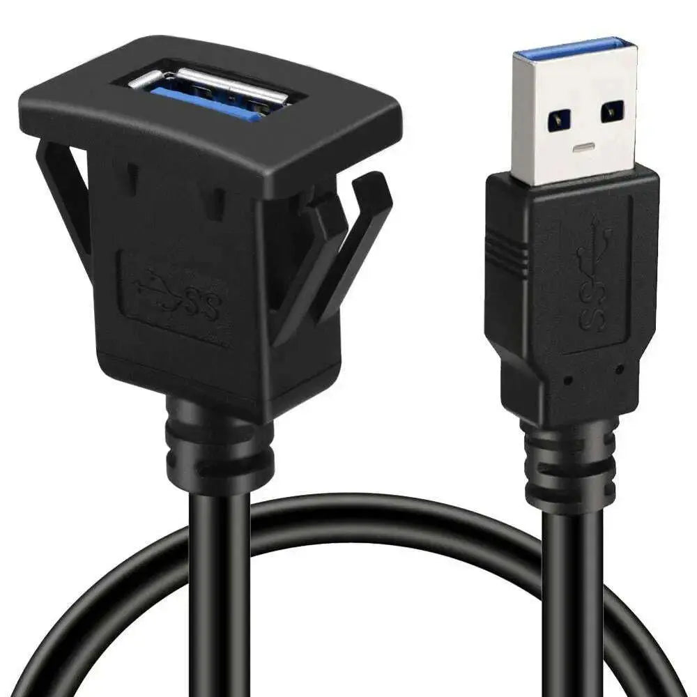 Square-Single-Port-USB-3.0-Panel-Flush-Mount-Extension-Cable-with-Buckle-for-Car-Truck-Boat-Motorcycle-Dashboard-3ft-GreatEagleInc-334216762