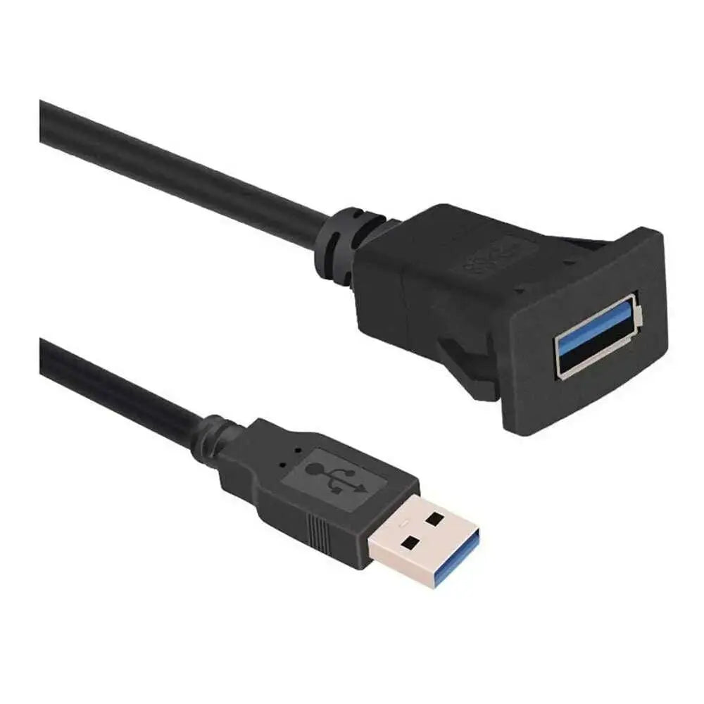 Square-Single-Port-USB-3.0-Panel-Flush-Mount-Extension-Cable-with-Buckle-for-Car-Truck-Boat-Motorcycle-Dashboard-3ft-GreatEagleInc-334216863