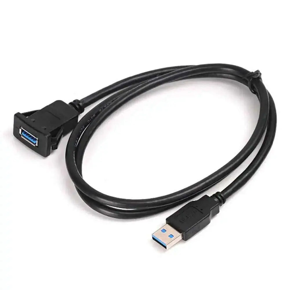 Square-Single-Port-USB-3.0-Panel-Flush-Mount-Extension-Cable-with-Buckle-for-Car-Truck-Boat-Motorcycle-Dashboard-3ft-GreatEagleInc-334216968