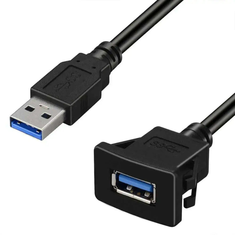Square-Single-Port-USB-3.0-Panel-Flush-Mount-Extension-Cable-with-Buckle-for-Car-Truck-Boat-Motorcycle-Dashboard-3ft-GreatEagleInc-334217038