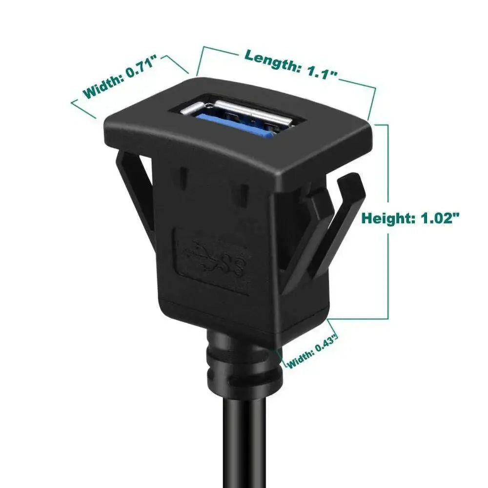 Square-Single-Port-USB-3.0-Panel-Flush-Mount-Extension-Cable-with-Buckle-for-Car-Truck-Boat-Motorcycle-Dashboard-3ft-GreatEagleInc-334217179