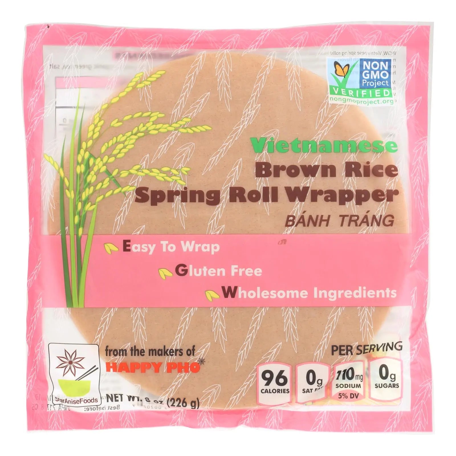 Star Anise Foods Spring Roll Wrapper - Brown Rice - Vietnamese - 8 Oz - Case Of 6 Star Anise Foods