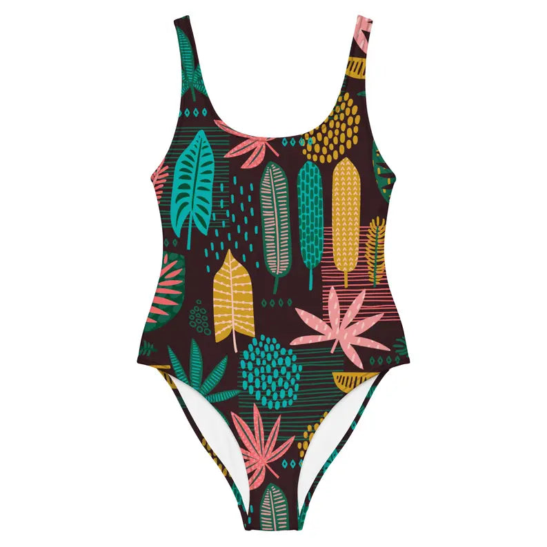 Star Leaf Print One-Piece Swimsuit Adirelounge