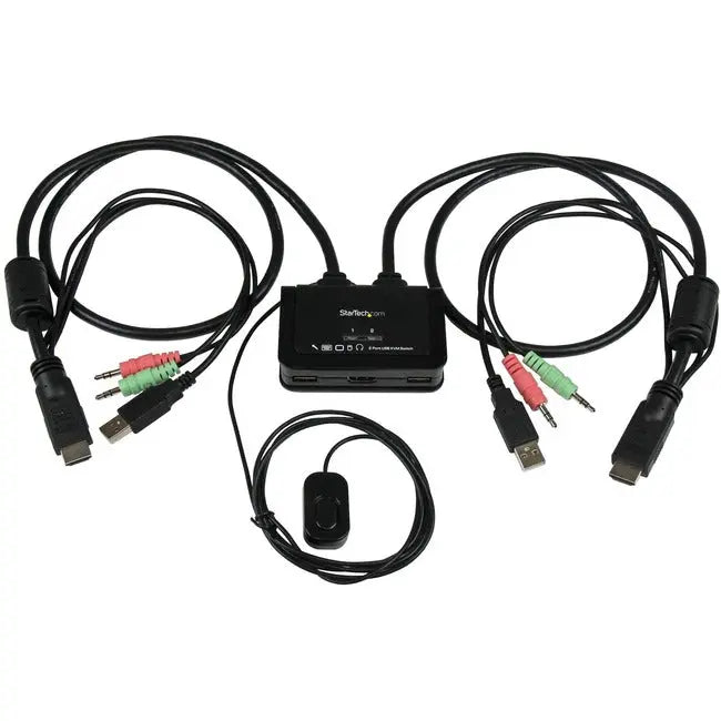 StarTech.com 2 Port USB HDMI Cable KVM Switch with Audio and Remote Switch - USB Powered StarTech.com