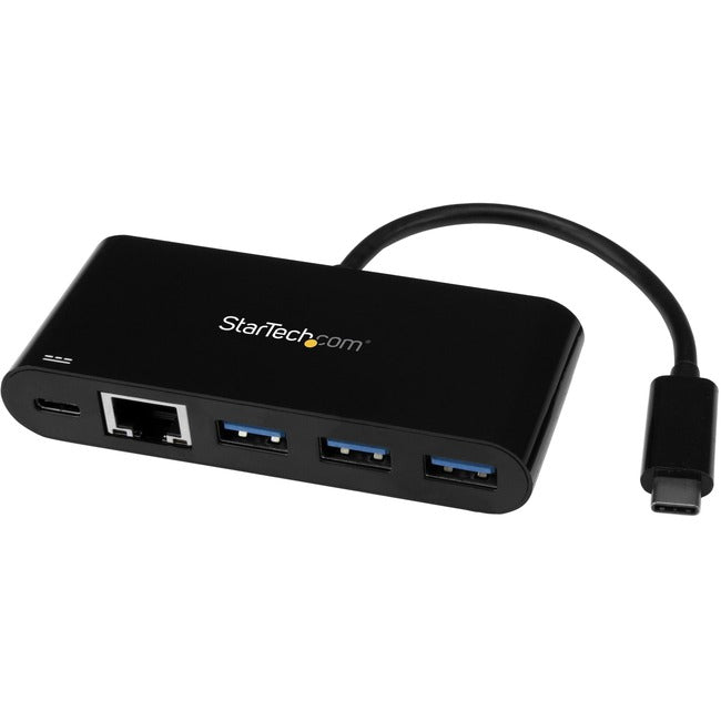 StarTech.com USB-C to Ethernet Adapter with 3-Port USB 3.0 Hub and Power Delivery - USB-C GbE Network Adapter + USB Hub w/ 3 USB-A Ports StarTech.com