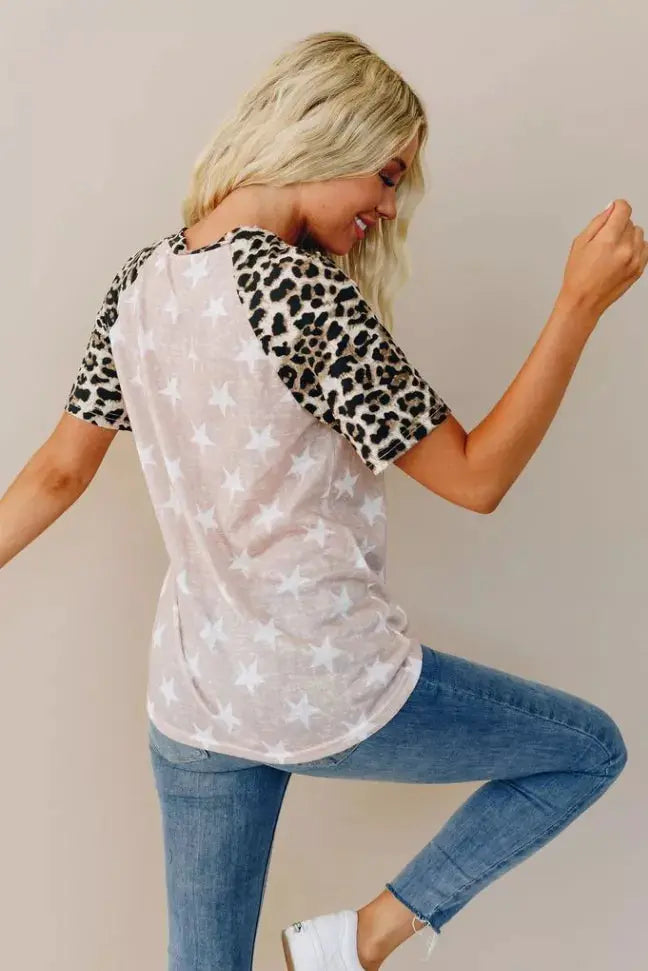 Stars to your Leopard Tee Stay Warm in Style