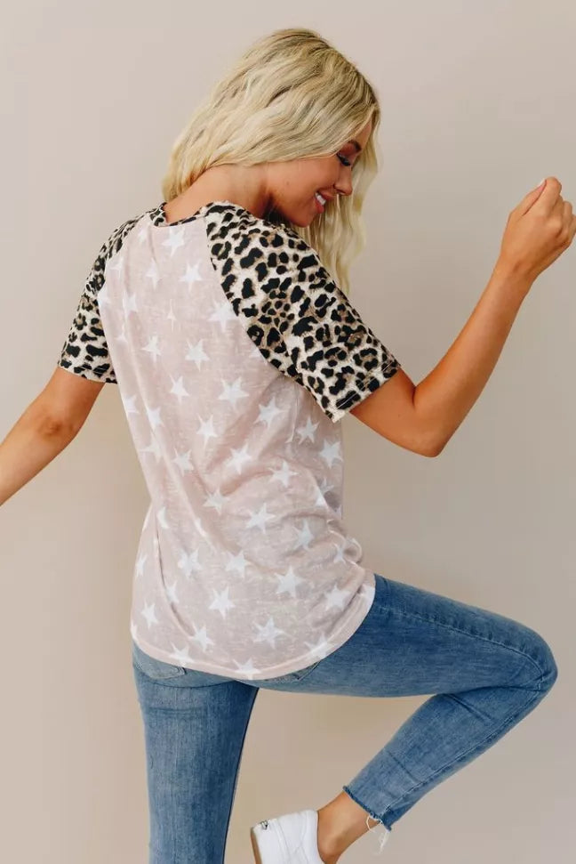 Stars to your Leopard Tee Stay Warm in Style