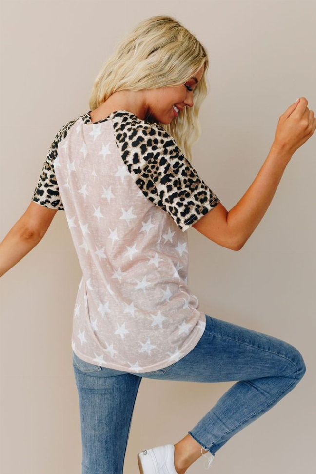 Stars to your Leopard Tee Stay Warm in Style