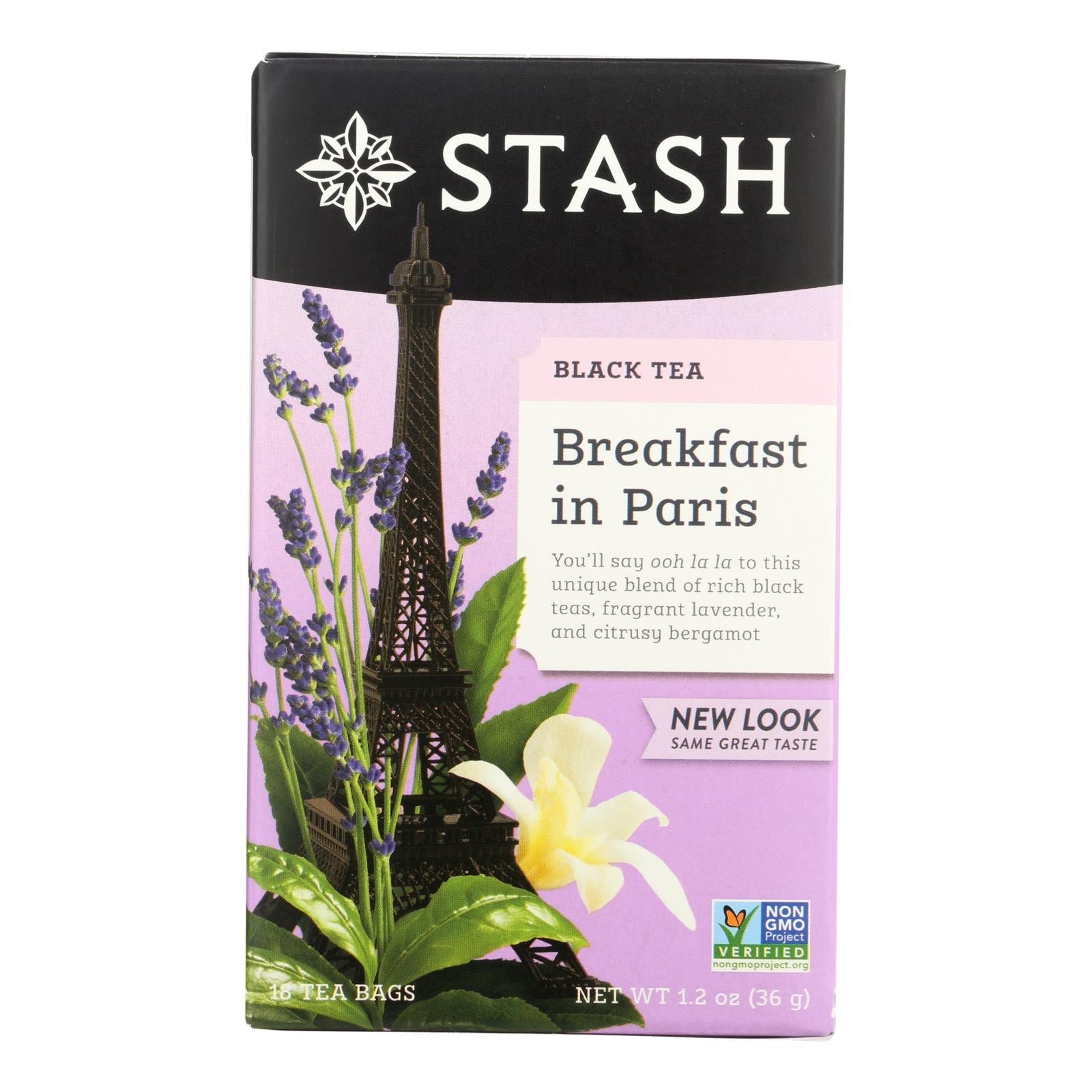 Stash Tea Black Tea - Breakfast In Paris - Case Of 6 - 18 Bags Stash Tea