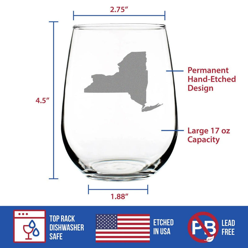 State of New York Stemless Wine Glass - New Yorkers Gifts Bevvee