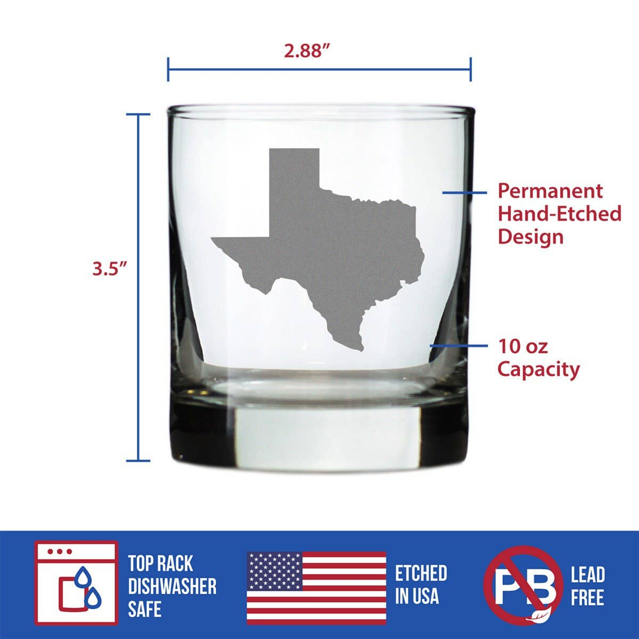 State of Texas Whiskey Rocks Glass - Texans Gifts and Decor Bevvee