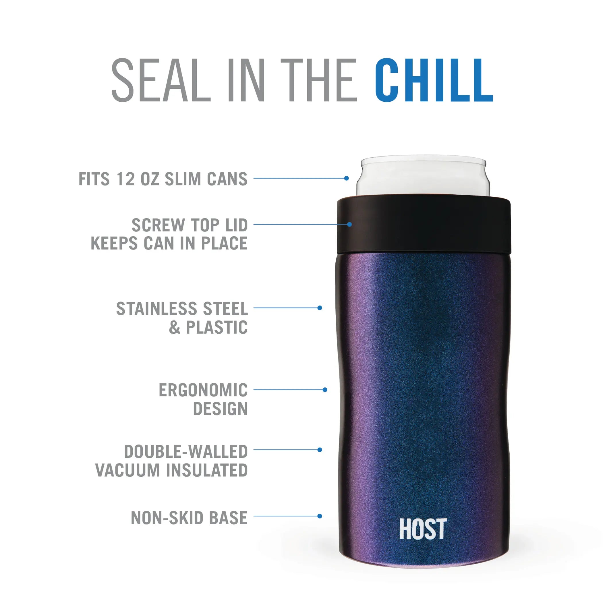 Stay-Chill Slim Can Cooler in Galaxy Black by HOST Host