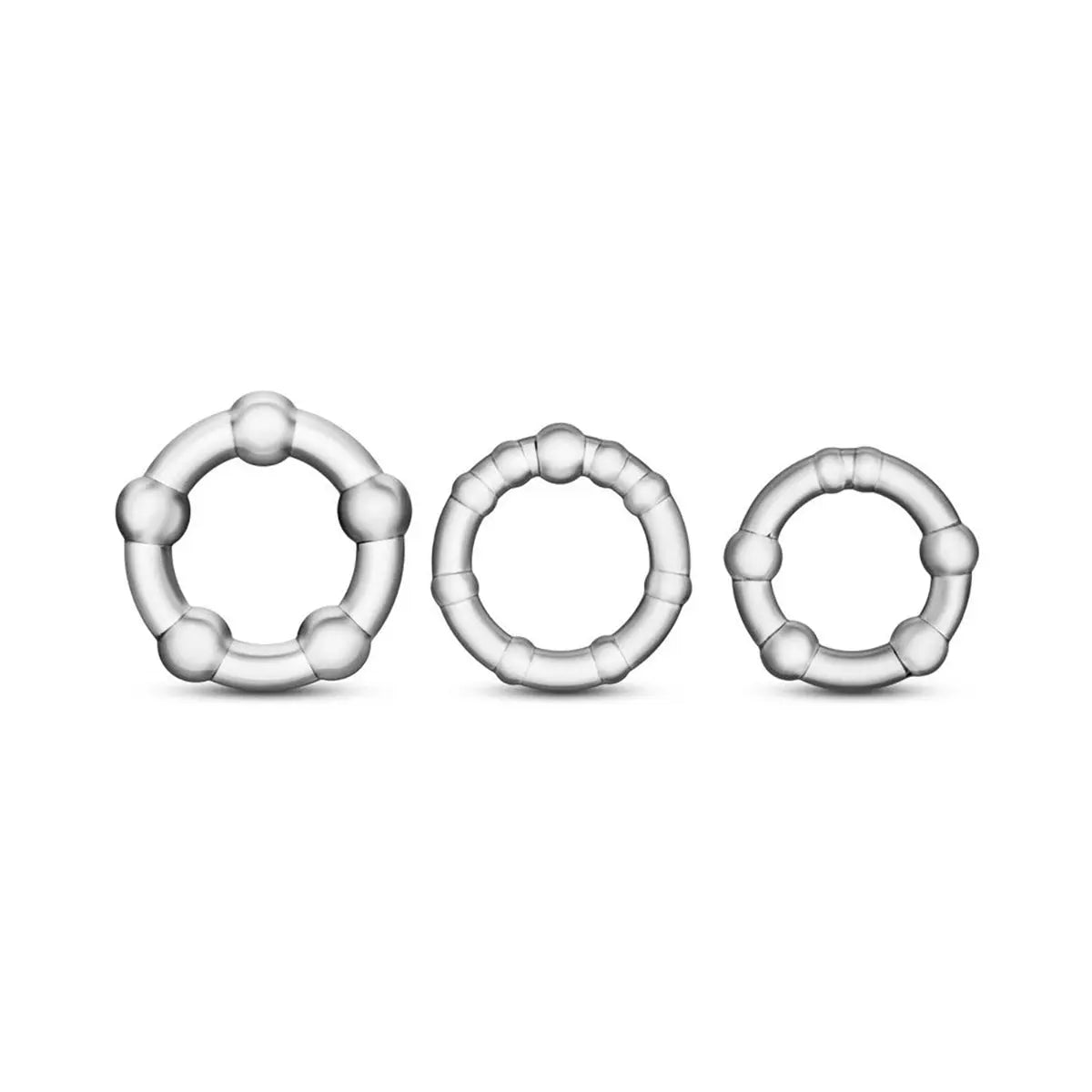 Stay Hard Beaded Cockrings 3pc Set Clear Blush