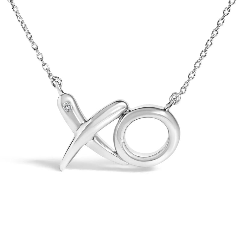 Sterling Silver Diamond Accent XO Pendant Necklace Infinite Jewels