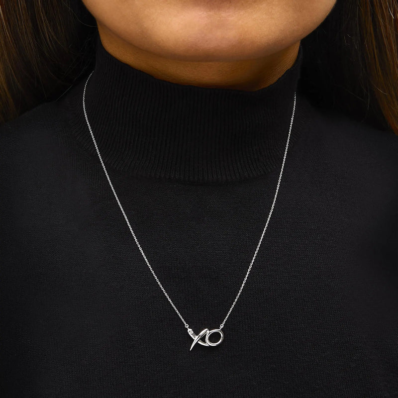 Sterling Silver Diamond Accent XO Pendant Necklace Infinite Jewels