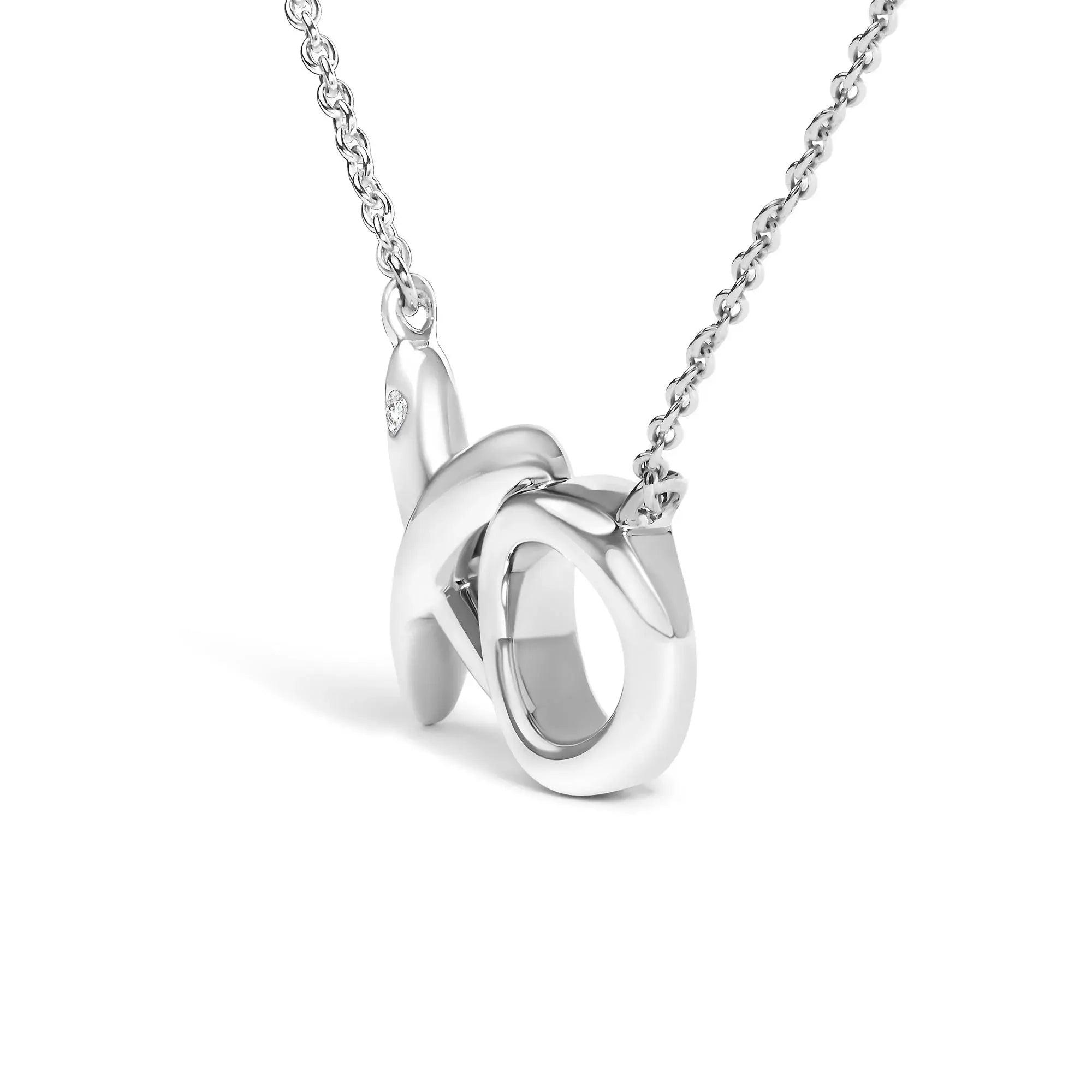 Sterling Silver Diamond Accent XO Pendant Necklace Infinite Jewels
