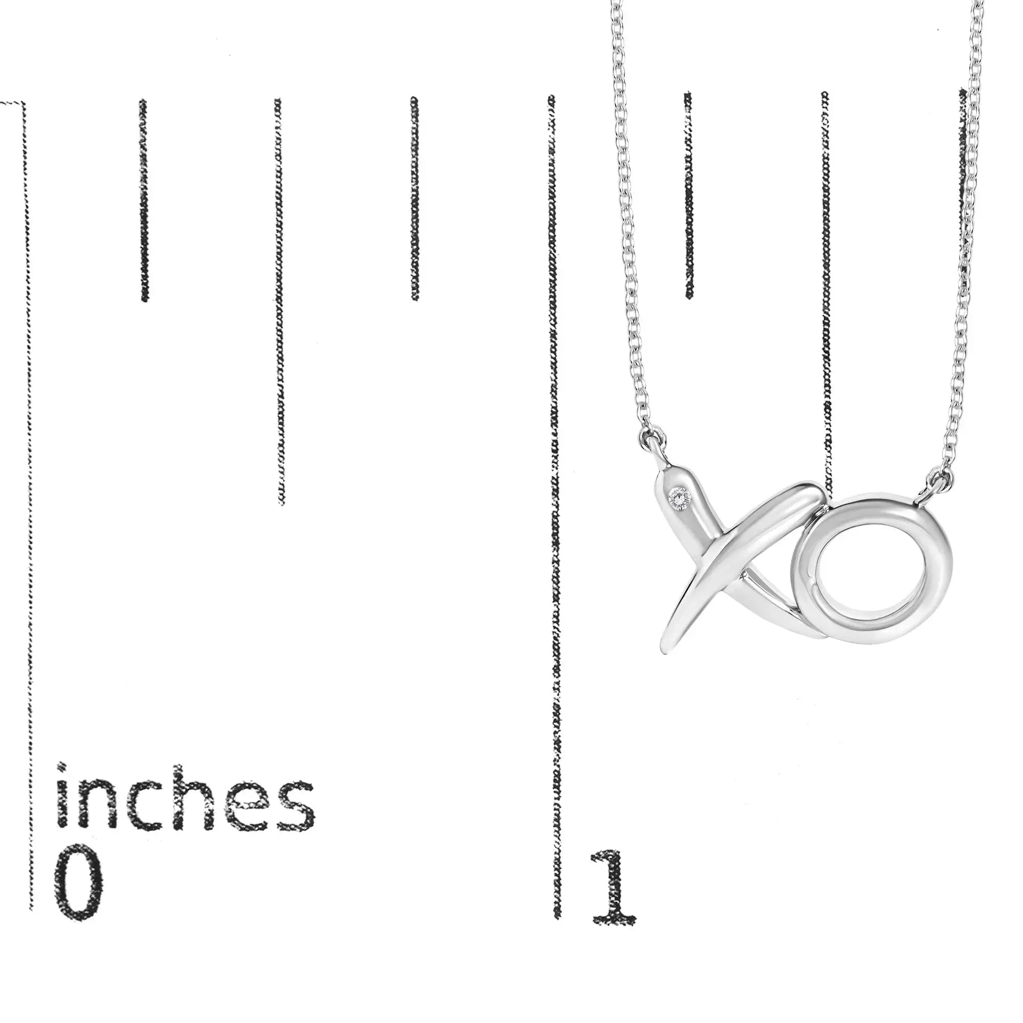 Sterling Silver Diamond Accent XO Pendant Necklace Infinite Jewels