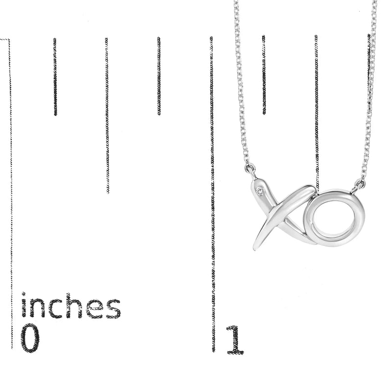 Sterling Silver Diamond Accent XO Pendant Necklace Infinite Jewels