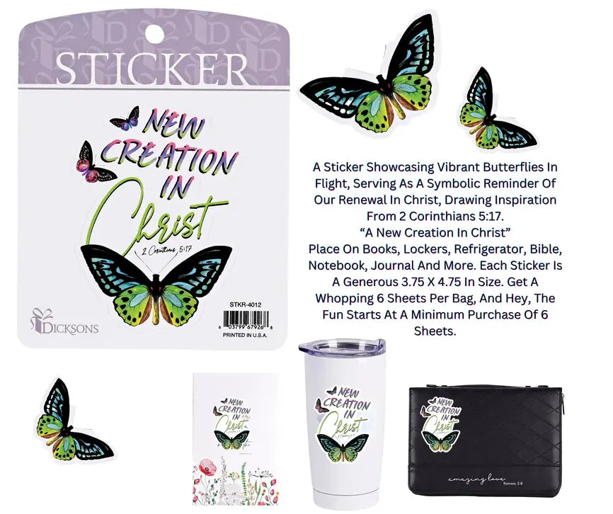 Sticker Butterfly New Creation In Christ Dicksons Inc
