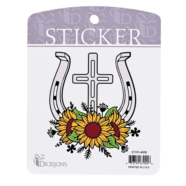 Sticker Horseshoe Cross And Sunflowers Dicksons Inc