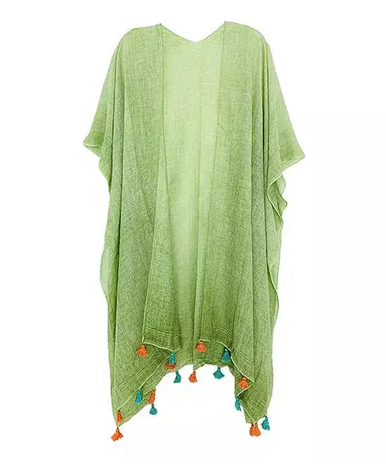 Stonewash Kimono with Handcrafted Tassels Kimono JC Sunny Fashion