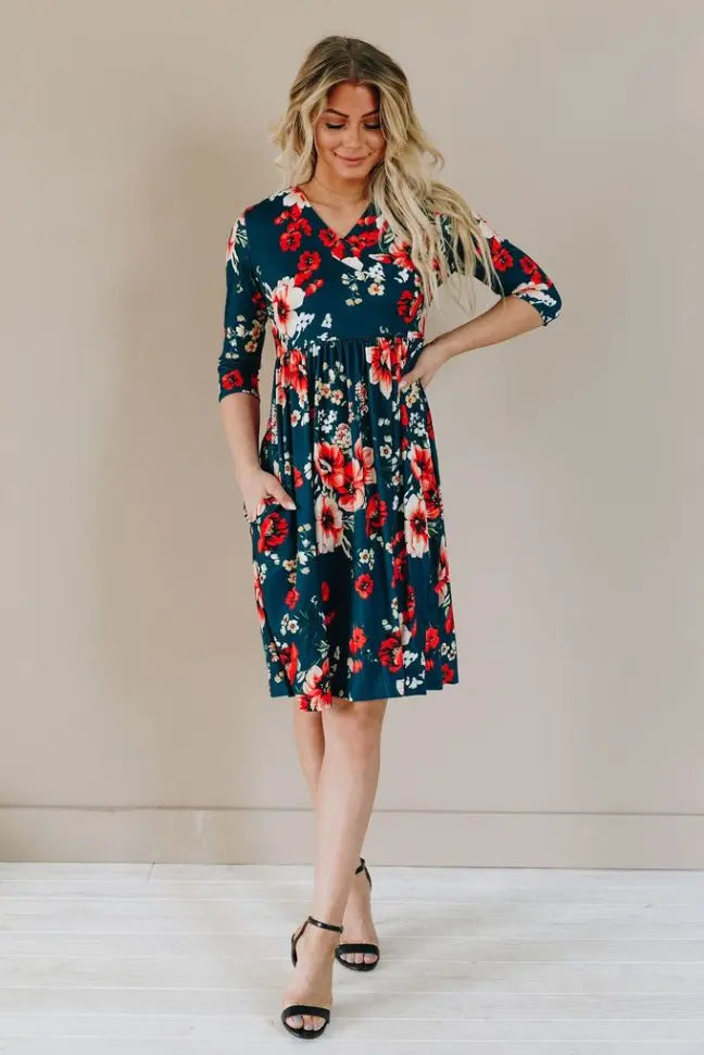 Storyline Floral Wrap Dress Stay Warm in Style