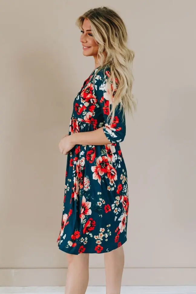Storyline Floral Wrap Dress Stay Warm in Style