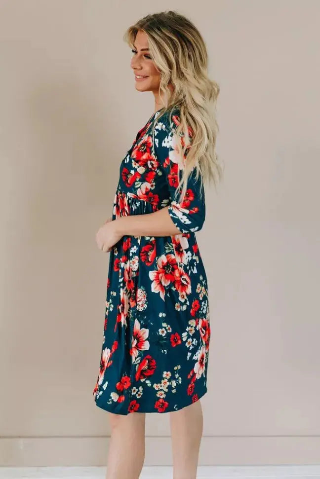 Storyline Floral Wrap Dress Stay Warm in Style