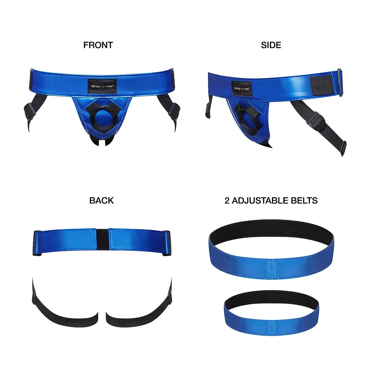 Strap-On-Me Curious Leatherette Harness - Metallic Blue Strap-On-Me