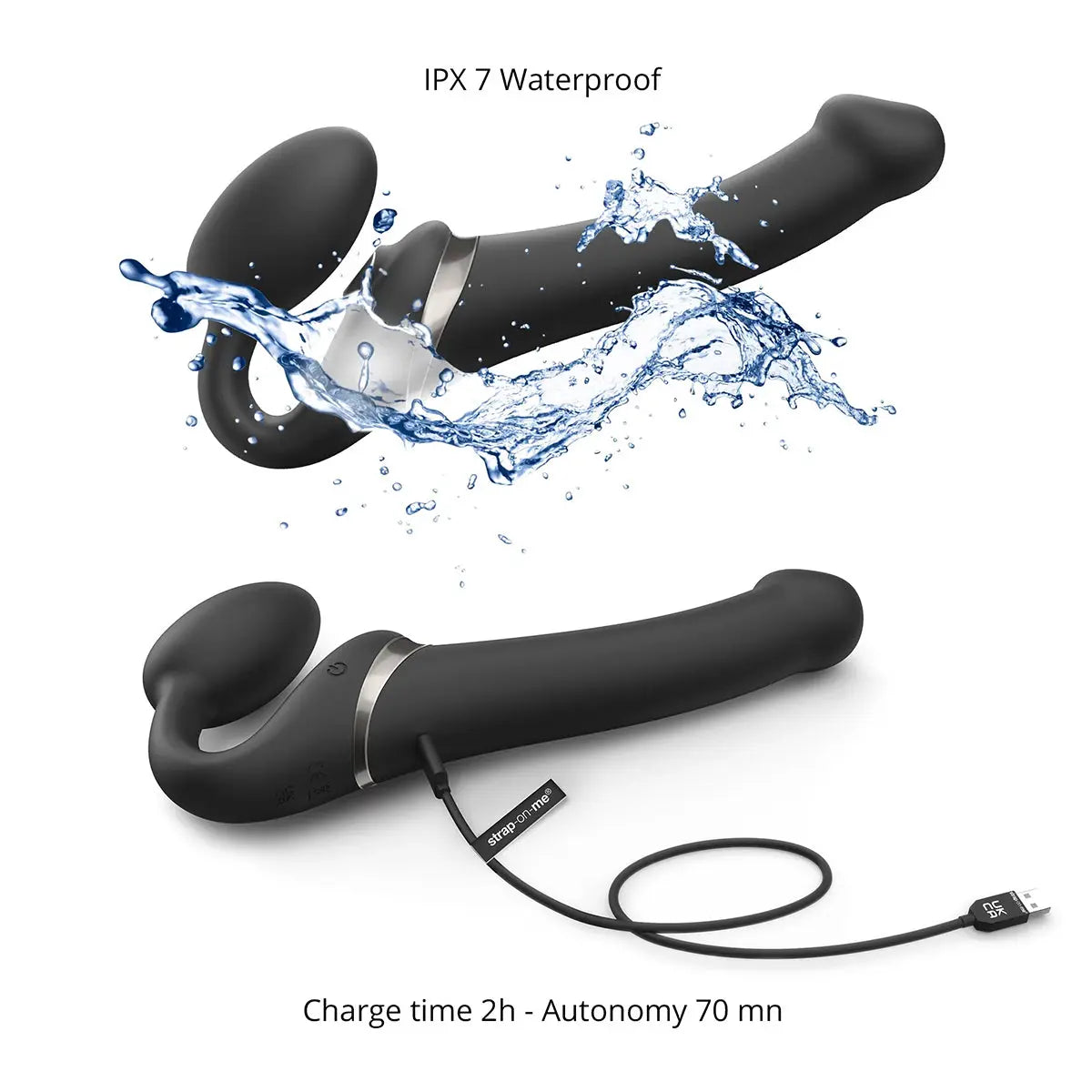 Strap-On-Me Multi-Orgasm Medium Bendable Strap-On - Black Strap-On-Me