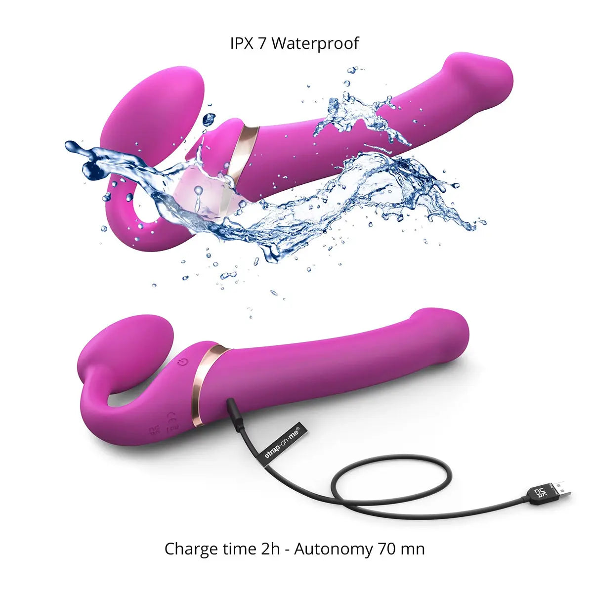 Strap-On-Me Multi-Orgasm Medium Bendable Strap-On - Fuchsia Strap-On-Me