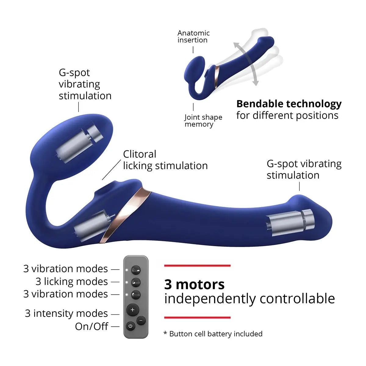 Strap-On-Me Multi-Orgasm Small Bendable Strap-On - Blue Strap-On-Me